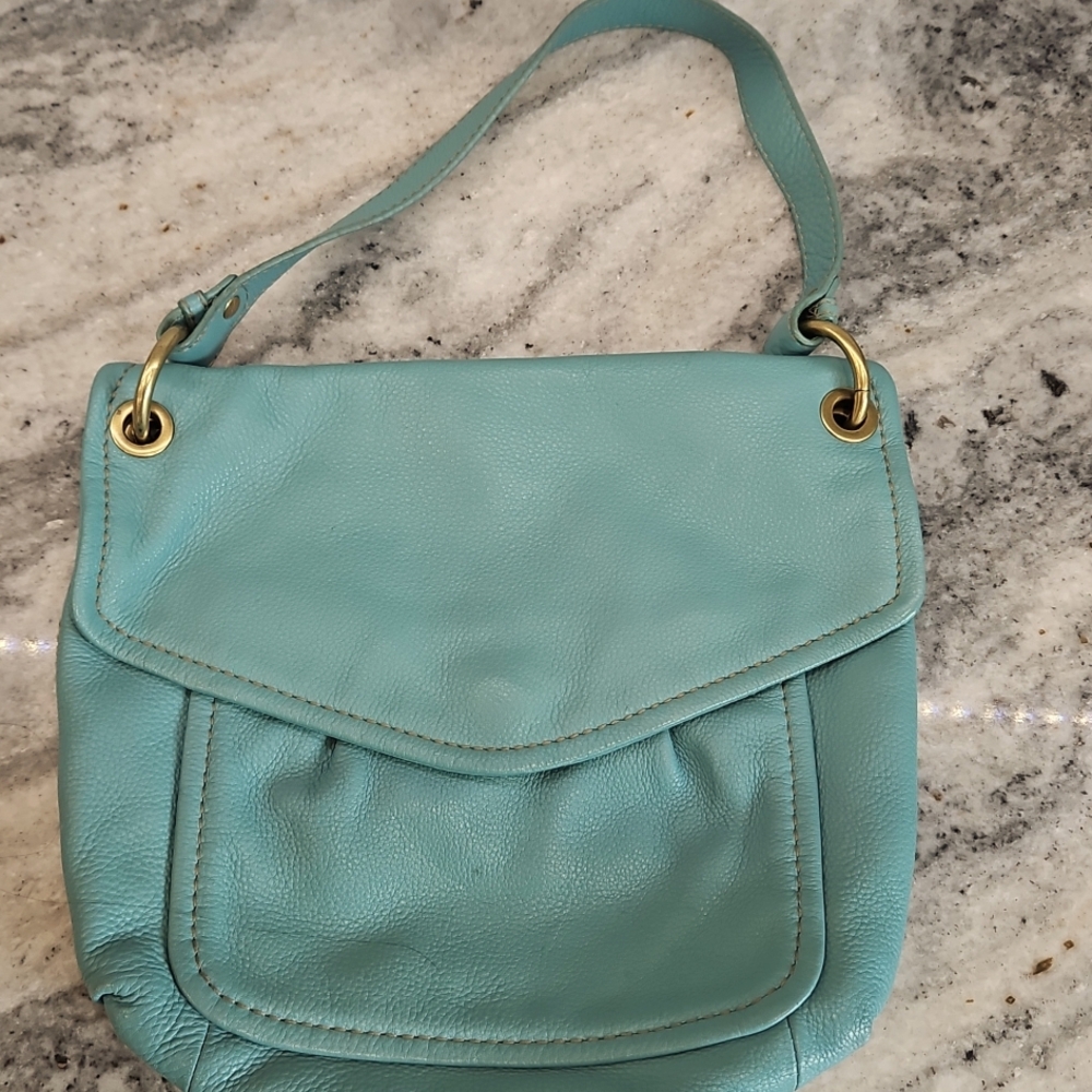 Fossil Sasha Aquamarine. Boho Leather Bag